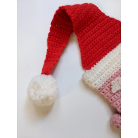 Vintage Anthropomorphic Santa Claus Stocking "Loopy Santa" Hand Crocheted 1970s - Picture 6 of 6